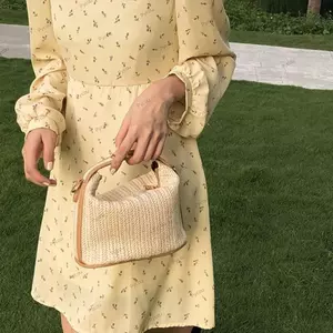 Túi cói PYCOU, Ống hút đan dây đeo vai Xô dệt, Thời trang phong cách Bohemian Retro Ví dệt mùa hè