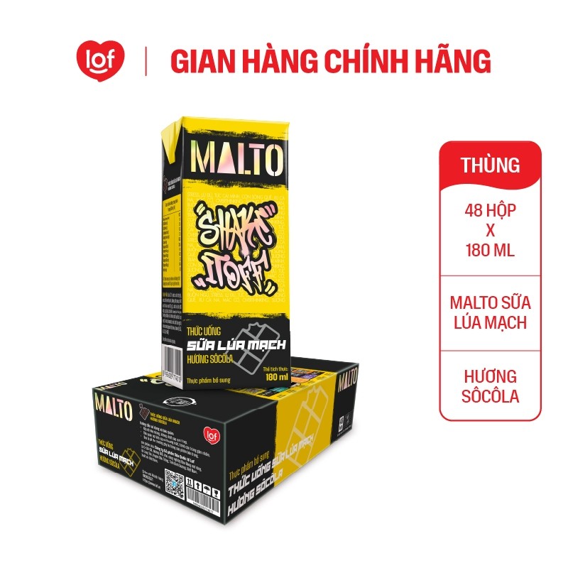 [Giá tốt trong Live] Đủ vị sữa lúa mạch MALTO Shake It Off thùng 48 hộp x 180ml