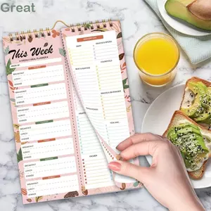 Danh sách tạp hóa TUYỆT VỜI Notepad, Xoắn ốc ràng buộc 52 tờ Tấm kế hoạch bữa ăn, Chất lượng cao Máy tính xách tay có thể tái sử dụng Phong cách xé- Thiết kế Lịch trình Sách quản lý Sử dụng nhà bếp