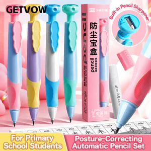Bộ bút chì cơ GETVOW, Bút chì tự động chì dày 2.0mm cầm tiện dụng, nạp chì HB tích hợp Máy mài tư thế chỉnh sửa Bộ bút chì HB Đồ dùng học tập