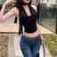 Mùa hè Royal Sister Classy Gạc Khâu dây Áo Vest ngắn Hot Girl Slim-fit Slimmer Look Lady Gentle All @ -