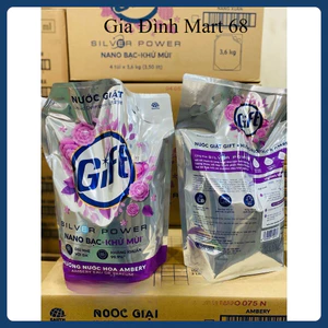 1 thùng (4 túi) Nước giặt Gift 3.6kg hương tinh dầu nước hoa AMBERY &Công nghệ Nano Bạc khử mùi hôi, ẩm mốc trên vải