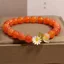 Vòng tay mã não Yanyuan dành cho nữ - Hạt đỏ cam - Mother-of-Pearl Daisy - Lá pha lê - Co giãn - Thủ công - Trang sức may mắn ngọt ngào tươi