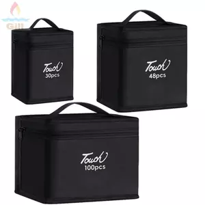 Túi đựng bút đánh dấu GILL, Hộp đựng bút đánh dấu nghệ thuật đếm màu đen 12-168 màu đen, Chất liệu vải lưu trữ chức năng Đóng cửa có khóa kéo Túi vải có khóa kéo Đồ dùng nghệ thuật Lưu trữ