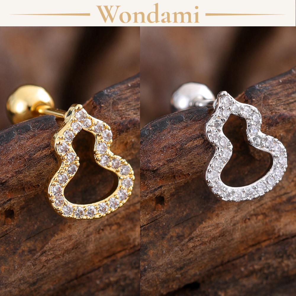 [Bán Lẻ 1 Chiếc] Khuyên Tai Titan Nữ Đính Đá Zircon 2 Màu Vàng Bạc Bông Tai Nụ Sang Chảnh 303