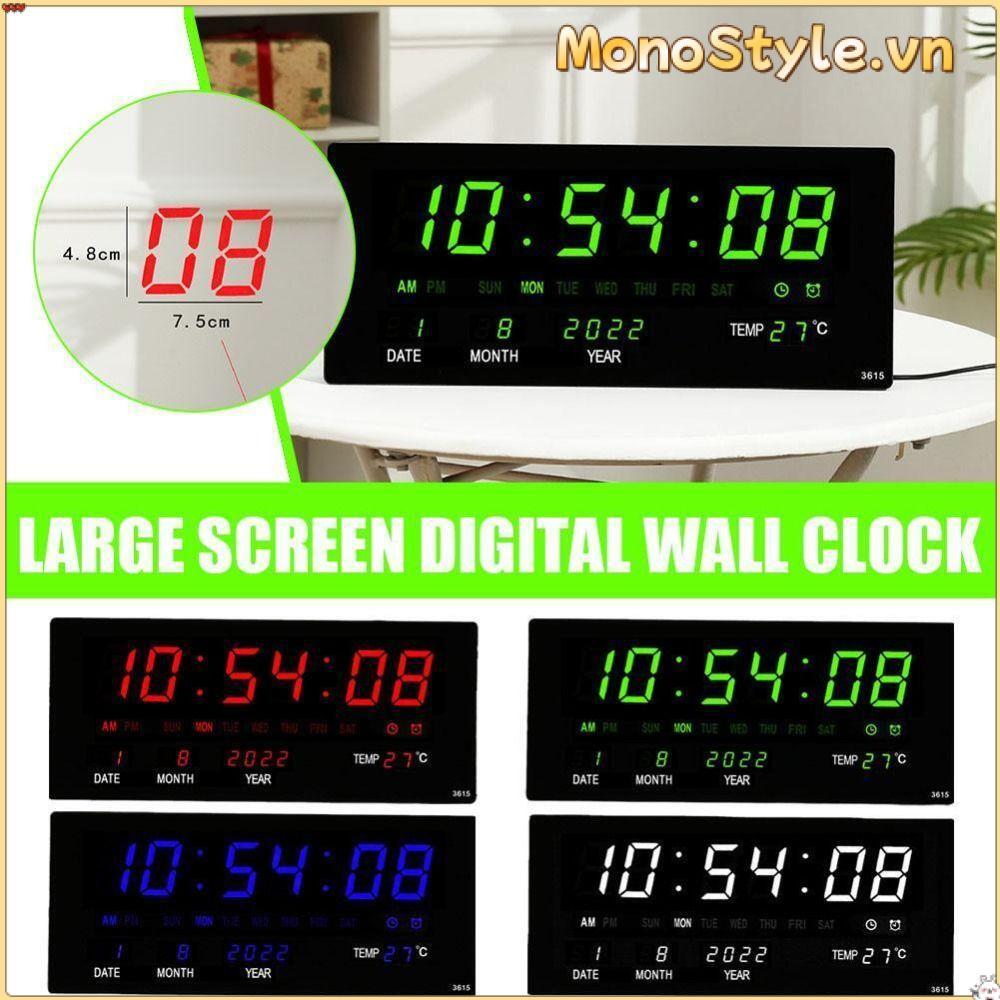Đồng hồ treo tường điện tử MONOSTYLE, Đồng hồ LED kỹ thuật số ngày treo tường, Điều khiển bằng giọng nói Đồng hồ bàn hiển thị nhiệt độ gia đình cho phòng ngủ