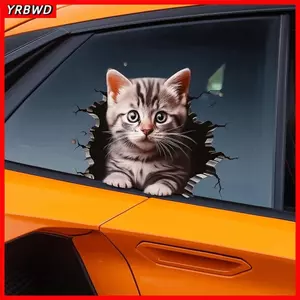 Nhãn dán tự động YRBWD, Nhãn dán cửa sổ tạo kiểu thân xe dễ thương họa tiết mèo, bền cho xe máy Ô tô Máy tính xách tay Trang trí chống trầy xước