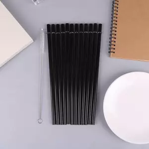 Ziyulinyuk 12 Ống Hút Nhựa Cứng Dài 23/27CM Kèm 1 Bàn Chải Vệ Sinh, Có Thể Tái Sử Dụng, Phụ Kiện Thay Thế Cho Ly Tumbler VN