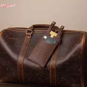 Thẻ hành lý bằng da PU HFSHY có thiết kế dập nổi Đóng cửa chắc chắn Chống mất Dấu tên để đi bộ đường dài Du lịch VN