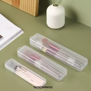 DONOVANQQ 3 Hộp Bảo Quản Mỹ Phẩm, Có Lỗ Thông Khí Di Động Dụng Cụ Sắp Xếp Bàn Chải Trang Điểm, Giải Pháp Linh Hoạt Có Thể Tái Sử Dụng Nắp Chống Bụi Trong Suốt Hộp Bảo Quản Du Lịch