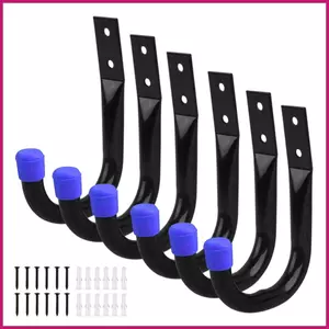 Móc treo dụng cụ cho tường nhà để xe 6 cái / bộ Móc treo tường nhà để xe Móc treo tường nhà để xe hạng nặng cho dụng cụ làm vườn shopidaevn