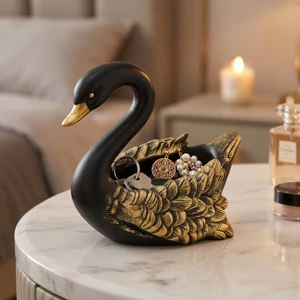 Swan Storage Bowl Thiết Thực Swan Key Bowl Trang Trí Điêu Khắc Nhỏ Gọn Độc Đáo Cho Bàn Lối Vào, Vanity