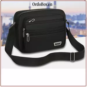 Túi đeo chéo nam ORDOBOX, Túi đeo chéo Nylon 4 dây kéo / 6 dây kéo, Túi vải hình chữ nhật màu xanh lá cây màu đen Túi xách du lịch