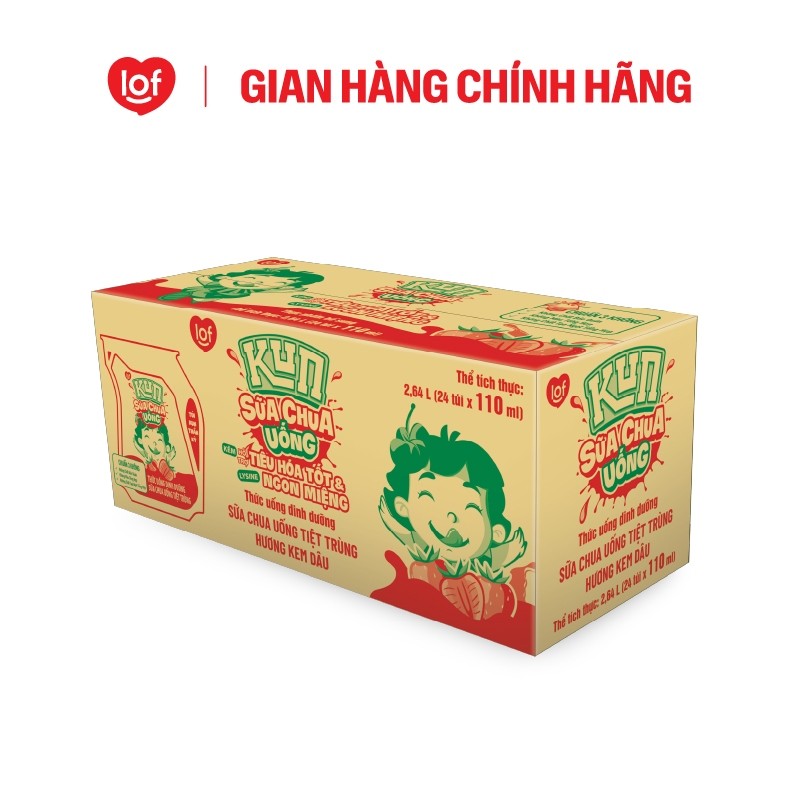 Sữa chua uống KUN vị dâu thùng 24 túi x 110ml