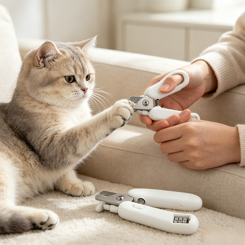 Kìm cắt móng thú cưng đèn LED soi mạch máu khóa an toàn cắt mài 2 trong 1 phù hợp chó mèo mọi giống