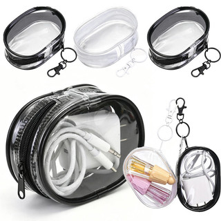 1 / 2 / 4 Túi đựng cáp di động có vòng móc khóa - Dụng cụ sắp xếp du lịch trong suốt Mini cho tai nghe & bộ sạc
