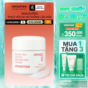 Kem dưỡng da ban đêm ngăn ngừa lão hóa từ trà đen innisfree Black Tea Enhancing Cream 50 mL
