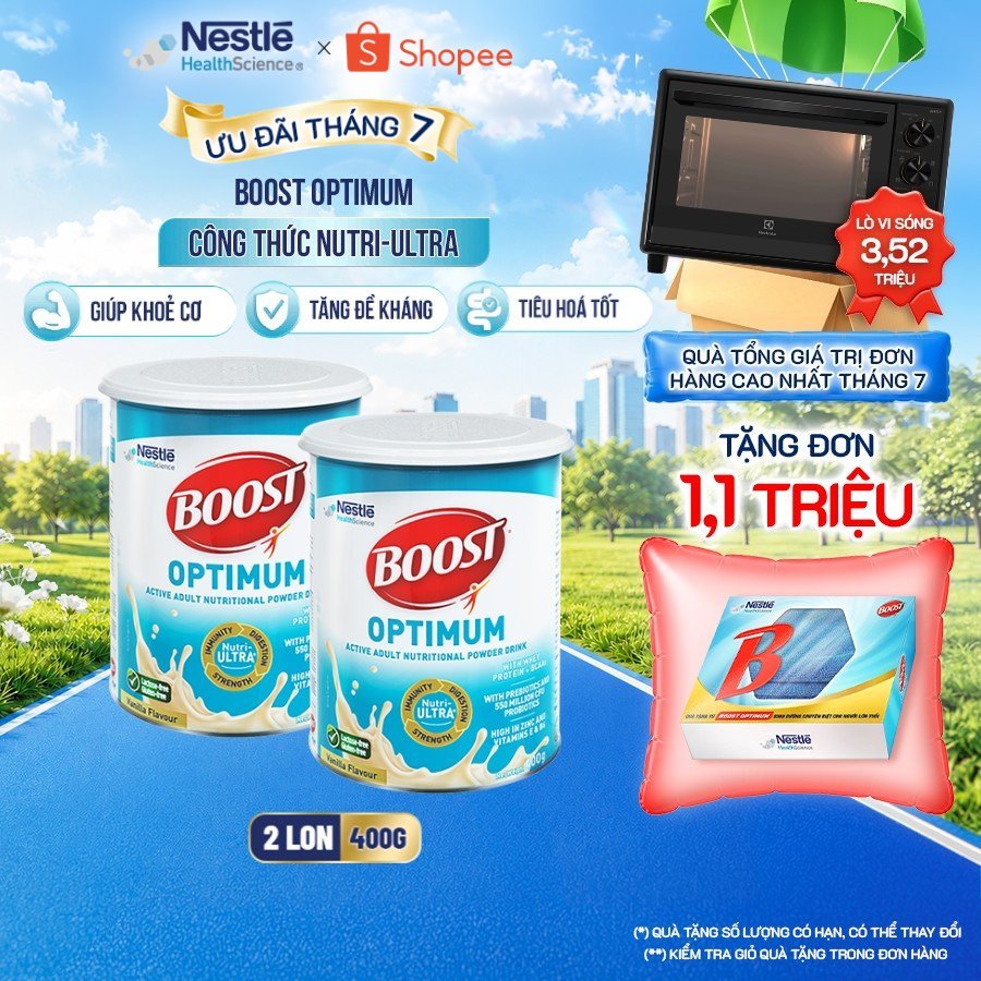 Bộ 2 Sữa Bột NESTLÉ BOOST OPTIMUM Singapore Bổ Sung Dinh Dưỡng Cho Người Lớn Tuổi 400G