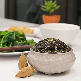 Lư Xông Trầm Hương Gốm Sứ Cao Cấp Đốt Nhang Nụ Nhang Vòng Trầm Bột - Mộc Trầm Hương MTH