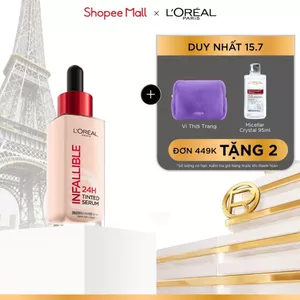 Kem nền dạng serum 24h căng mướt, tự nhiên L'Oreal Paris Infallible 24H Tinted Serum (1% Hyaluronic Acid) 30ml
