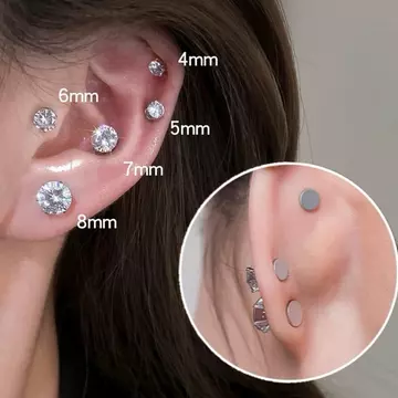 Bông tai kẹp từ tính nhấp nháy không xỏ khuyên cần thiết zircon tai cuff trang sức dành cho nữ