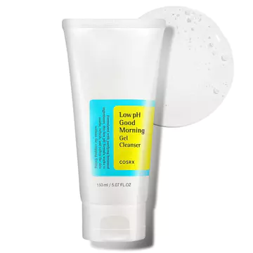 Sữa rửa mặt dạng Gel chào buổi sáng COSRX pH thấp, 5,07 fl oz, Sữa rửa mặt BHA, Sữa rửa mặt nhẹ hàng ngày dành cho người nhạy cảm, Cân bằng PH, Chăm sóc Hàn Quốc, Sữa rửa mặt Hàn Quốc