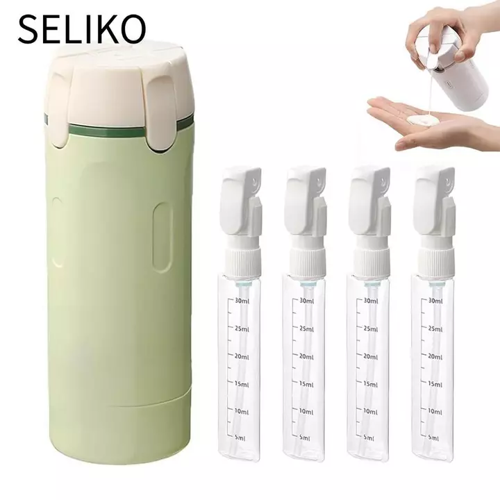 Chai đựng đồ du lịch 4 trong 1 SELIKO, Chai đựng đồ vệ sinh du lịch có thể đổ lại chống rò rỉ, có nhãn dán quy mô & nhãn Chai bơm miễn phí BPA Tắm & Du lịch