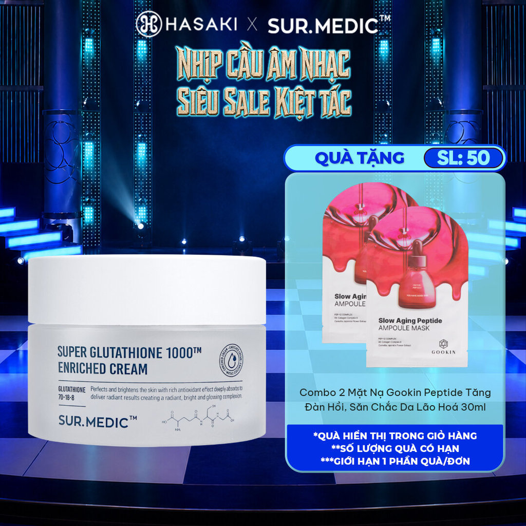 Kem Dưỡng Sur.Medic+ Dưỡng Sáng, Căng Bóng Da 50ml Super Glutathione Enriched Cream