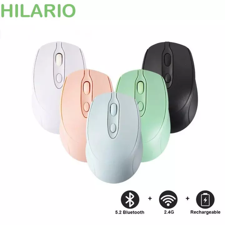 Chuột không dây HILARIO Macaron, Chuột không dây công thái học có thể sạc lại 2.4Ghz + BT5.0, Chuột chơi game không ồn ào Cắm và chạy Chuột không dây 