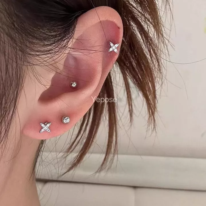 Bông Tai Bông Tai Bông Tai Bông Tai Bông Tai Bông Tai Bông Tai Ngôi Sao Bốn Cánh Bông Tai Phù Hợp Với Tinh Tế Độc Đáo Bông Tai Ngôi Sao Năm Cánh Zircon Niche Thiết Kế Bông Tai Bé Gái 8.12 DD