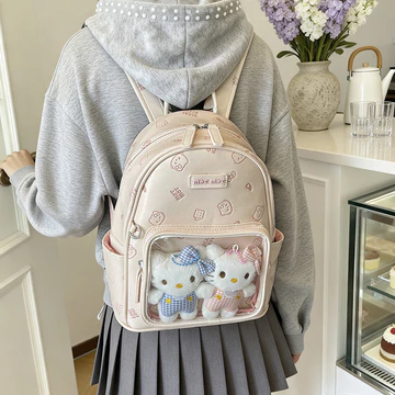 2026HelloKitty Túi Đau Trong Suốt Ba Lô Kết Cấu Nữ Kích Thước Lớn Kích Thước Nhỏ Túi Đi Học Giá Trị Cao Túi Trẻ Em Học Sinh Dung Tích Lớn Ba Lô Đi Chơi Dễ Thương Hàn Quốc Túi Du Lịch Bé Gái Túi Bé Gái