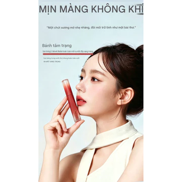 Son Bùn Che Rãnh Môi Mịn Mướt Lâu Trôi Không Dính Cốc Kháng Nước Son Kem Lì Tone Đỏ Đất MLBB Hàn Quốc