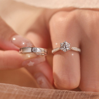 Mô Phỏng Moissanite Sống Nhẫn Cặp Đôi Nhẫn Nam Nữ Một Cặp 1 Carat Nhẫn Kim Cương Cưới Đính Hôn Đề Nghị Quà Tặng