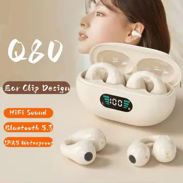 Tai nghe Bluetooth không dây TWS Q80 MỚI 5.3 Tai nghe dẫn truyền xương Tai nghe Thiết kế kẹp tai nghe Điều khiển bằng cảm ứng Tai nghe LED Tai nghe nhét tai Hifi Stereo Thể thao có Mic Tai nghe chống 