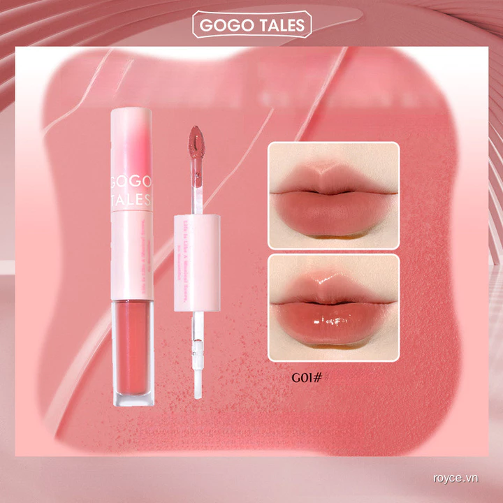 GOGO TALES Double-ended Lip Gloss, Clear Mirror Dewy Glass Lips, Moisturizing Long-wear Lip Tint Lipstick for Women Son bóng hai đầu GOGO TALES, hiệu ứng môi căng mọng như gương, dưỡng ẩm lâu trôi, so