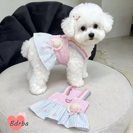 Váy cho chó mèo BDRBA, Váy chống nắng cho thú cưng thoáng khí màu hồng, Mũ thoải mái không tay dễ thương Trang phục cho chó mèo Đồ dùng cho thú cưng
