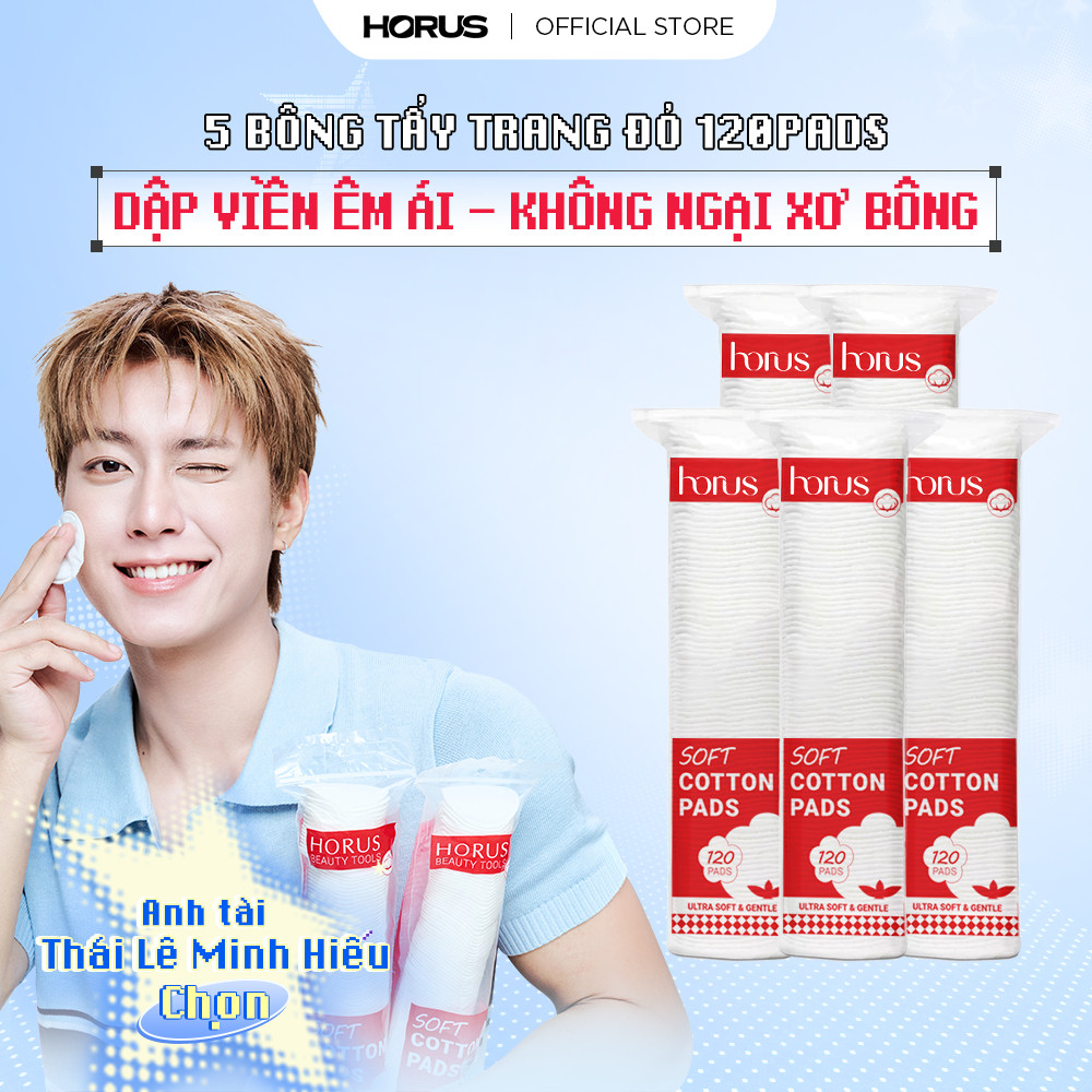 Combo 5 gói Bông tẩy trang Horus Soft Cotton Pads 120 miếng