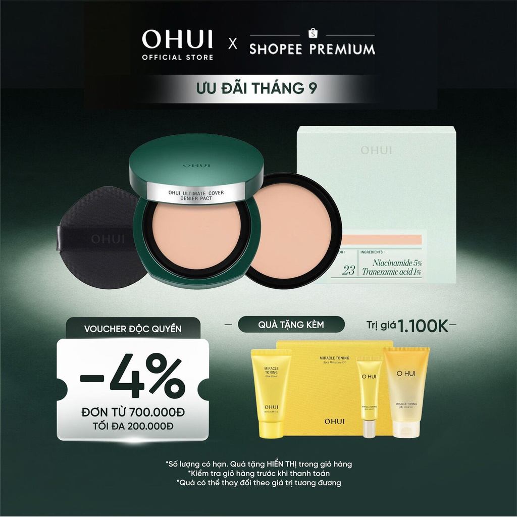 [OHUI Official] Phấn nền nén che đốm thâm phủ cao dưỡng sáng OHUI Ultimate Cover Denier Pact SPF50+/PA+++ 15g, Lõi 15g