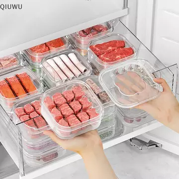 QIUWU Tủ lạnh Hộp đựng thực phẩm Hộp đựng thực phẩm nhà bếp Hộp đựng giòn kín Hộp đựng thực phẩm Hộp tươi Hộp sắp xếp nhà bếp.