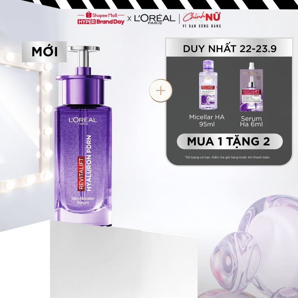 [MỚI] Dưỡng chất serum cấp ẩm sâu, căng bóng làn da HA PDRN tổng hợp sinh học L'Oréal Paris Revitalift Skin Booster 30ml