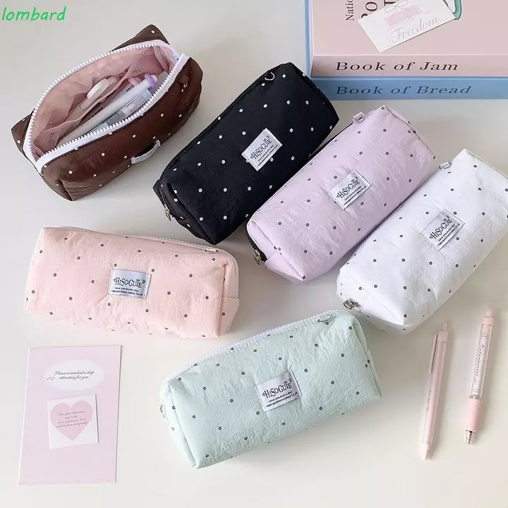 LOMBARD Túi Đựng Bút Phong Cách Hàn Quốc, Văn Phòng Phẩm Để Bàn Lưu Trữ Y2k Dots Hộp Đựng Bút Chì, Túi Đựng Mỹ Phẩm Túi Đựng Bút Chì Dung Tích Lớn Túi Vải Đơn Giản Văn Phòng Phẩm Văn Phòng Phẩm