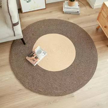 Thảm dệt dây Cotton, Thảm trải sàn tròn chống trượt bằng tay, Thảm trải sàn kiểu dáng tự nhiên mềm mại Thảm trải sàn phòng ngủ