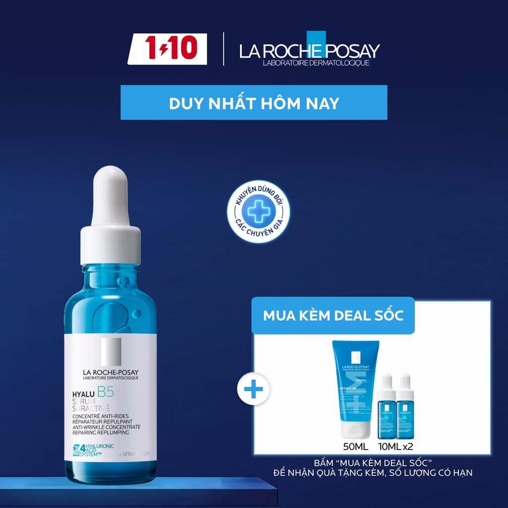 [CẢI TIẾN MỚI - 4 LOẠI HA] Dưỡng chất dưỡng ẩm & mờ nếp nhăn La Roche-Posay Hyalu B5 30ml