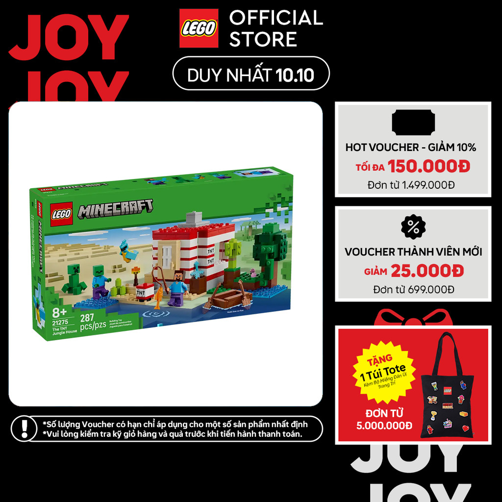 LEGO MINECRAFT 21275 Đồ Chơi Lắp Ráp Pháo Đài TNT Trong Rừng (287 chi tiết)