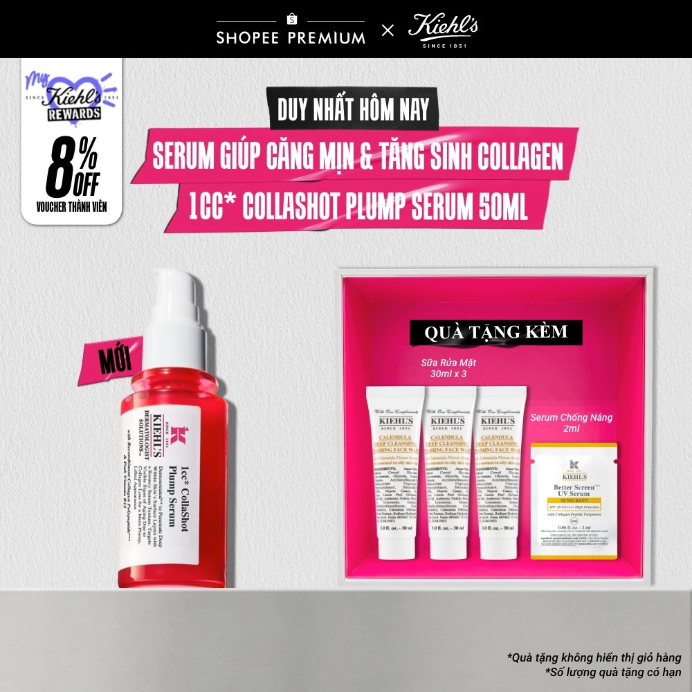 Serum giúp da căng mịn & tăng sinh collagen Kiehl’s 1cc CollaShot Plump Serum 50ml