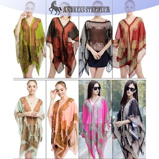 Onetimingfine Mùa Hè Chống Nắng Voan In Khăn Khăn Choàng Polyester Cho Nữ Đi Biển Lụa Biến Trang Trí Khăn Choàng VN