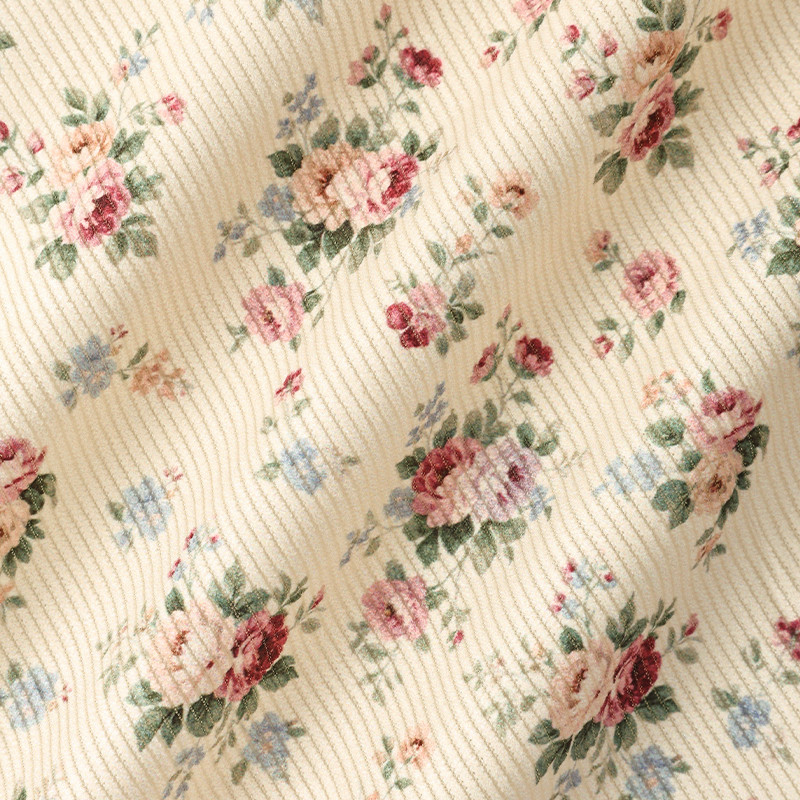 Vải Corduroy Mềm Mịn Họa Tiết Hoa Nhỏ Cho Quần Áo Và Bộ Đồ Ngủ Trẻ Em DIY