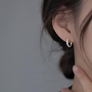 Vòng hoa bông tai bạc S925 xoắn đơn giản - Trang sức thời trang cho nữ