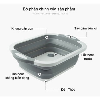 Chậu nhựa gấp gọn kiêm thớt - đa năng, tiện dụng