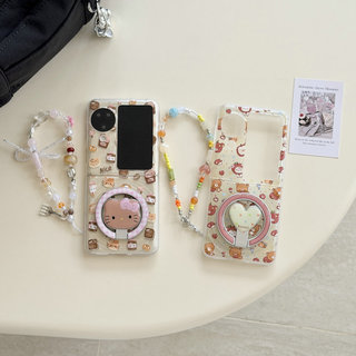 Ốp điện thoại gấp cho Oppo Find N3 Flip Boyang Design Easy Bear Love Giá đỡ từ tính Vòng tay vỏ điện thoại tpu cứng